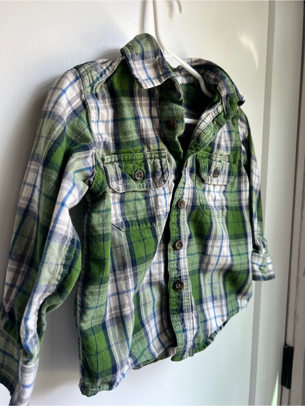 The Children’s Place Green Plaid Button-Up Shirt 24M Toddler Boy